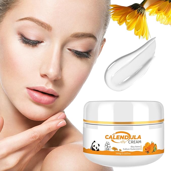 AOAO Calendula Cream, Plant-Based Moisturizer, Gently Hydrates Dry Sensitive Skin for Baby & Kids Face and Body, Natural Botanical Face Cream for Soothing Nourishing Care, No Paraben, 3.53oz