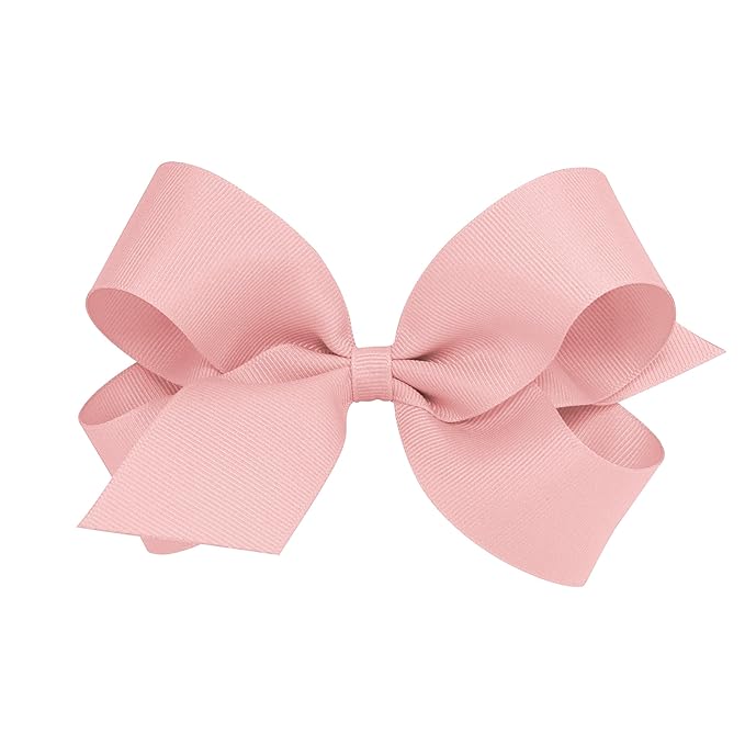 Wee Ones Girls' Classic Grosgrain Hair Bows with Plain Wrap Center, No-Slip Hair Clip, Handmade, Sweet Nectar, Large