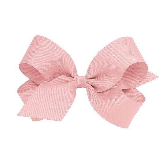Wee Ones Girls' Classic Grosgrain Hair Bows with Plain Wrap Center, No-Slip Hair Clip, Handmade, Sweet Nectar, Large