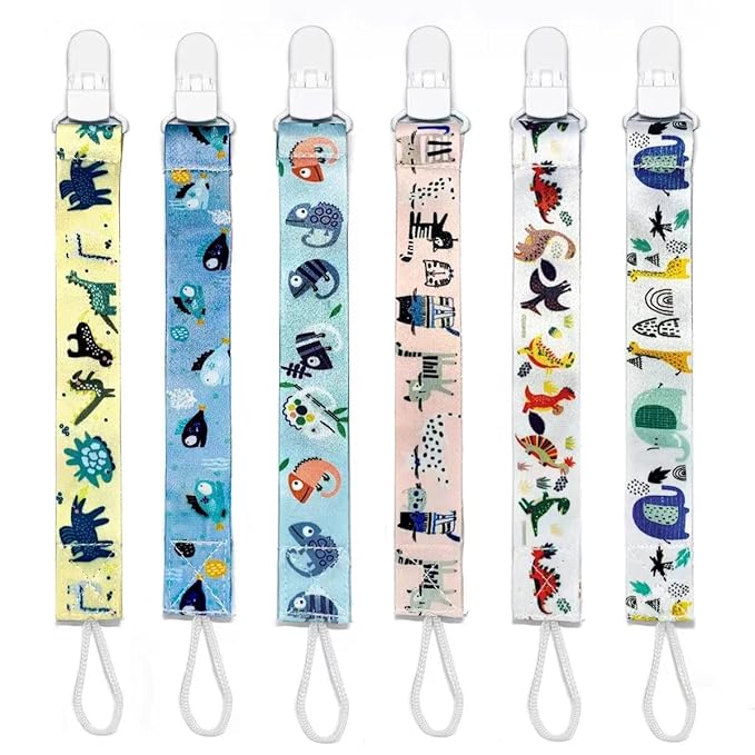 PandaEar 5 Pack Silicone Pacifier Clips for Boys and Girls Newborn