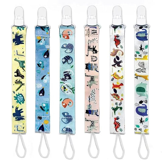 PandaEar 5 Pack Silicone Pacifier Clips for Boys and Girls Newborn