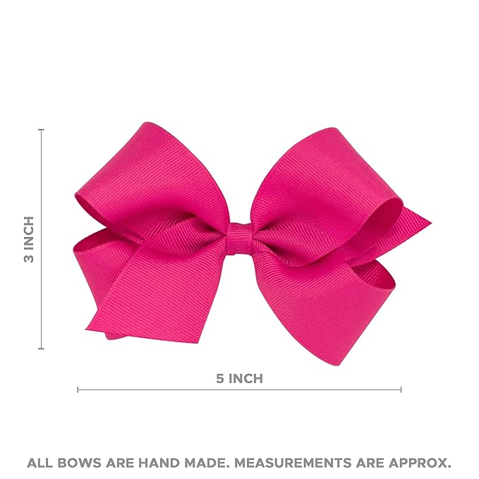 Wee Ones Girls' Classic Grosgrain Hair Bow with Scalloped Edges, No-Slip Hair Clip, Handmade, White, Medium