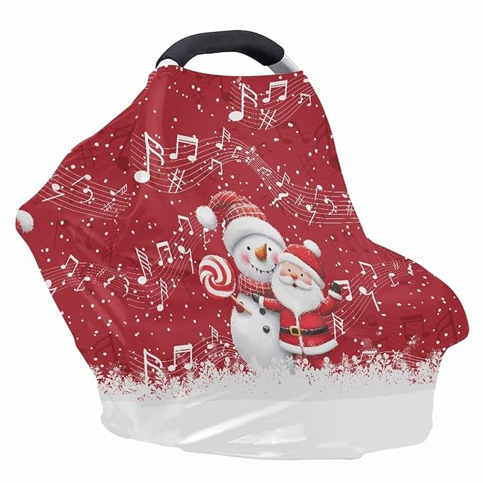 AFPANQZ Snowman Baby Car Seat Covers Winter Cozy for Girls Boys Multifunctional Infant Car Seat Canopy Nursing Cover High Chair Cover Full Coverage