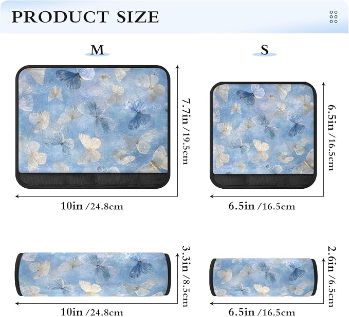 2 Pack Seatbelt Covers Seat Belt Cover Pad for Adults Boys Girls Car Seat Strap Covers Pads Cushion Universal Shoulder Strap Pad Protector for Backpack Camera Bag 6.5 Inch Sky Blue and White Butterfli