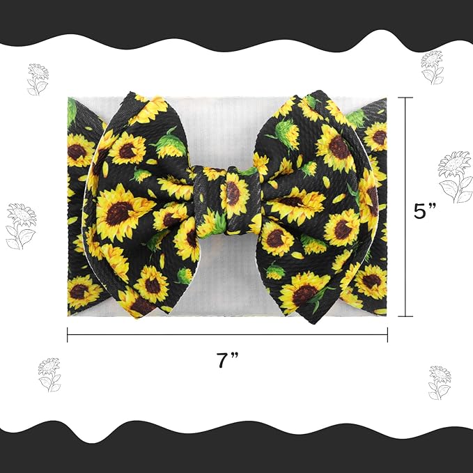 7’’ Yellow Bows for Baby Girls Sunflower Girl Headbands Baby Bow Summer Outfits Hair Accessories for Newborn Infant Toddler Clothes