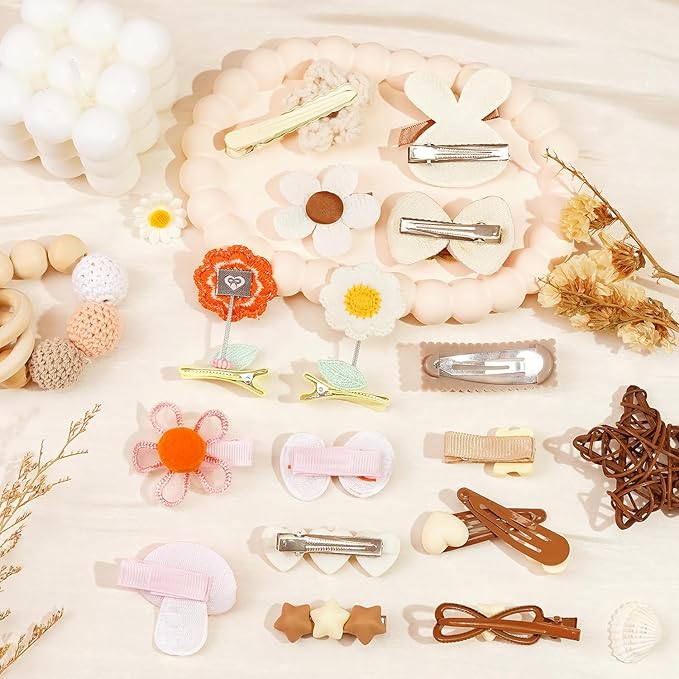 Hair Clips for Girls 19 Pcs Assorted Barrettes for Kids Spring Flower Bows Heart Cute Hair Accessories for Little Girls Teens Toddlers Child Kids Gifts