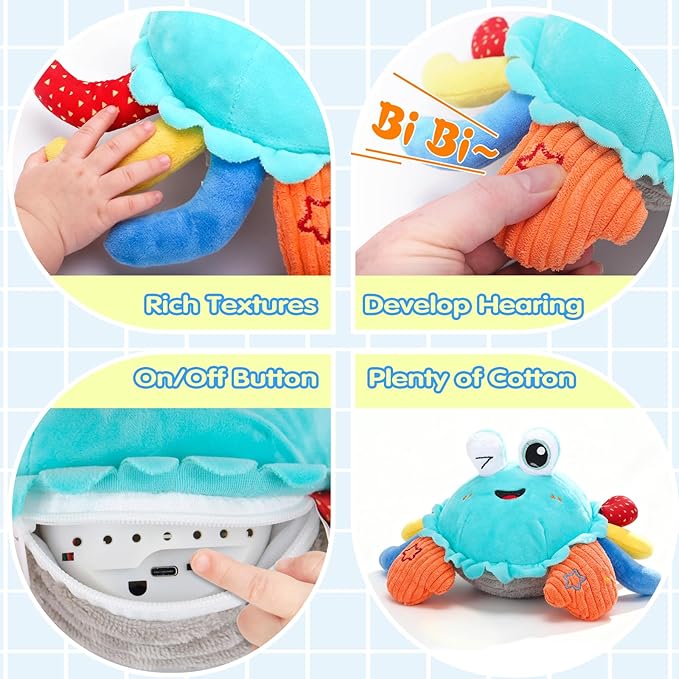 Baby Toys 1 Year Old 6-12 Month Tummy Time Toys Crawling Crab Musical Dancing Walking Moving Bouncing Learning Sensory Toys for 1-3 Year Old Boy & Girl
