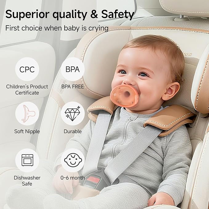 Garkoko 2-Pack Newborn Pacifiers with Clip & Case, 0-6 Months, Breastfeeding Pacifier, Symmetrical Nipple Pacifier, Non-Touch Face, Food-Grade Silicone, Hygiene Kit for Babies
