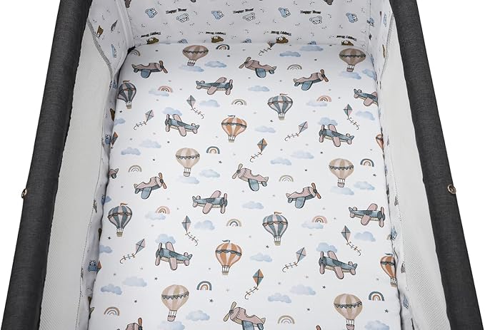 Pack n Play Sheet Stretchy Fitted Portable Mini Crib Sheets Set 2 Pack,Playard Sheets Convertible Playard Mattress Cover,Ultra Soft Jersey Material, Cream & Cloud