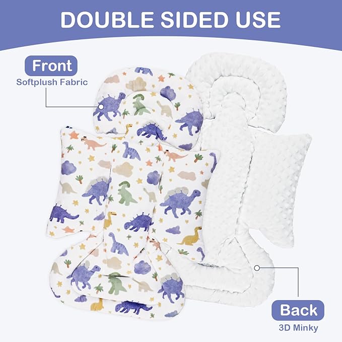 Car Seat Head Support Baby, Soft Infant CarSeat Insert with Strap Covers for Girls, Newborn Insert for carseat, Strollers, Swings, Bouncer