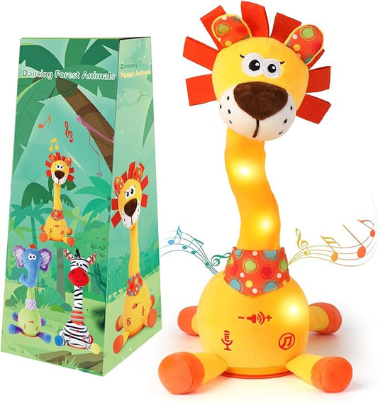Dancing Talking Lion Baby Toy, Adjustable Volume Interactive Mimicking Toy Singing Recording Repeating What You Say Lion Toy, Musical Birthday Gift for Grandkids Infants Toddlers(Orange)