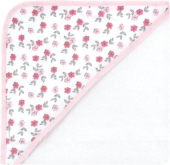 Hudson Baby Unisex Baby Cotton Rich Hooded Towels, Floral Pretty Elephant, One Size