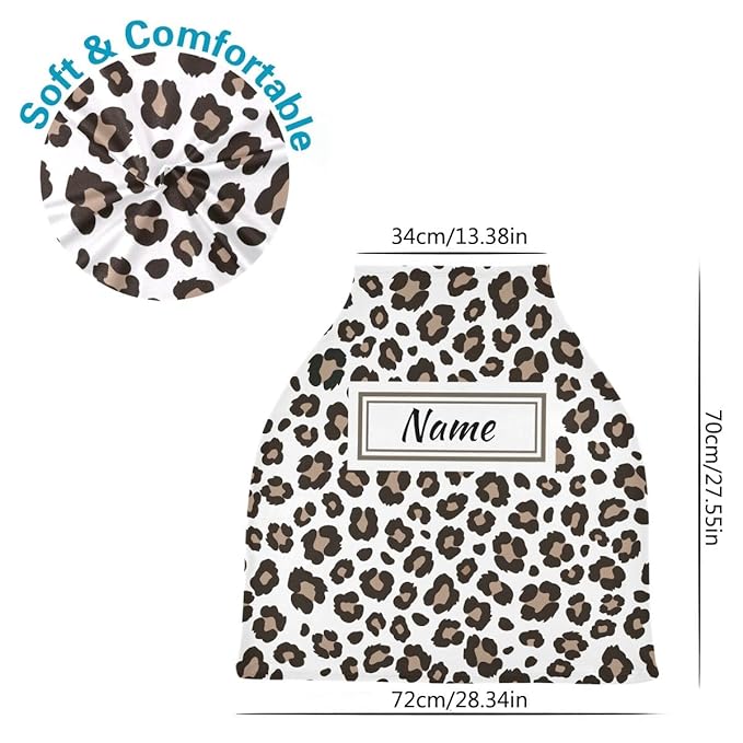 Custom Leopard Cheetah Baby Car Seat Cover Personalized Your Name Nursing Covers Breastfeeding Scarf Infant Carseat Canopy for Mom Baby Gift