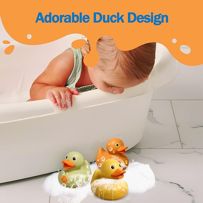 Baby Bath Toys 6-12 Months, 9 Pcs Wheat Straw Sensory Balls & Ducks, No Hole Floating Toddler Bath Toys, for Boys & Girls 1-3, Textured Squeeze Stress Relief Montessori Set