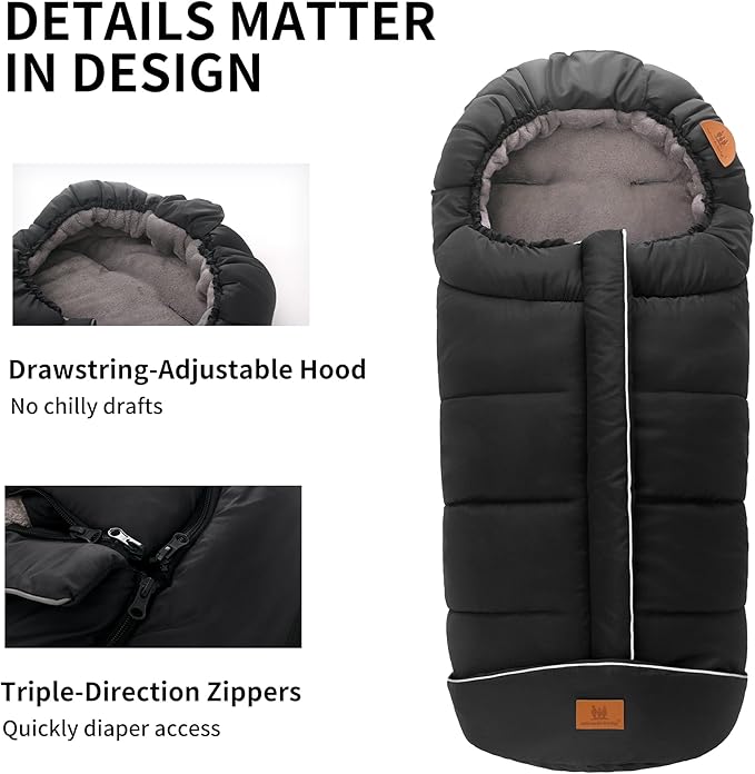 Miracle Baby Bunting Bag for Stroller, Warm Fleece Footmuff with Zippers, Convertible Infant Toddler Sleeping Bag Blanket for Boys Girls
