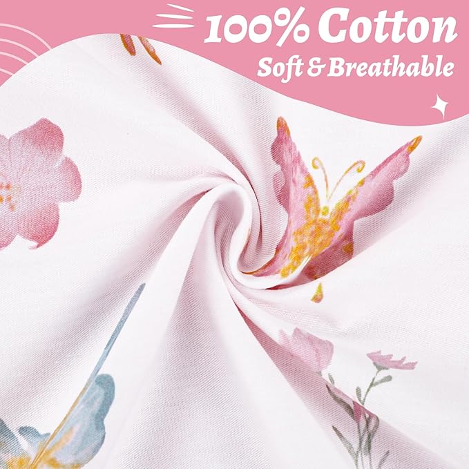 Baby Lounger Cover, Cotton Newborn Nest Cover, Baby Lounger Replacement Covers, Soft & Breathable, Reversible & Adjustable, Pink Butterfly(Cover Only)
