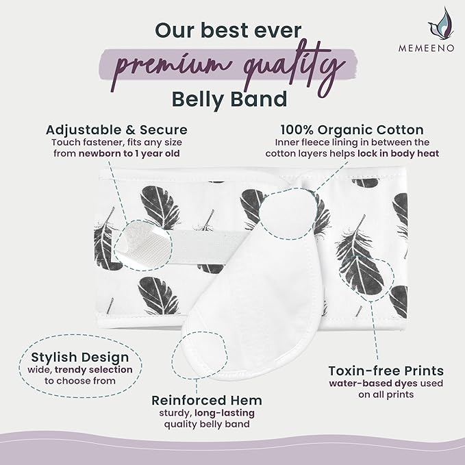 MEMEENO Baby Belly Band for Gas & Colic Relief - Heated Tummy Wrap for Newborns