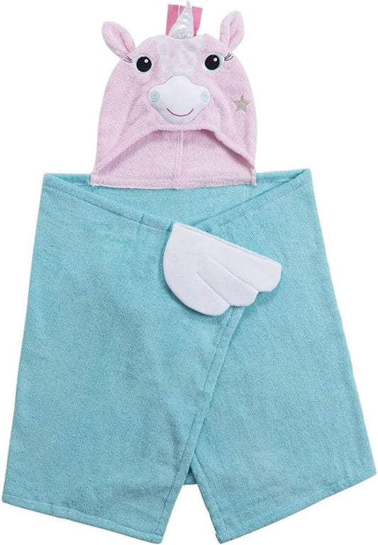 ZOOCCHINI Hooded Bath Towel for Kids 100% Cotton Terry, Plush & Absorbent for Bathtime or Pool, 50" x 22" 2-6 Years, Allie the Alicorn
