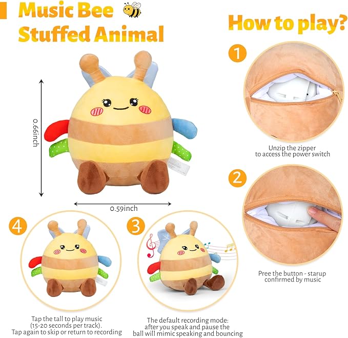 Baby Toys 6-12 18 Months, Musical Crawling Baby Plush Toys for 3-18, Singing Recording Repeats What You Say, Tummy Time Infants Toys for Toddler 1 2 3 Year Old Boy Girl Birthday Gift Easter