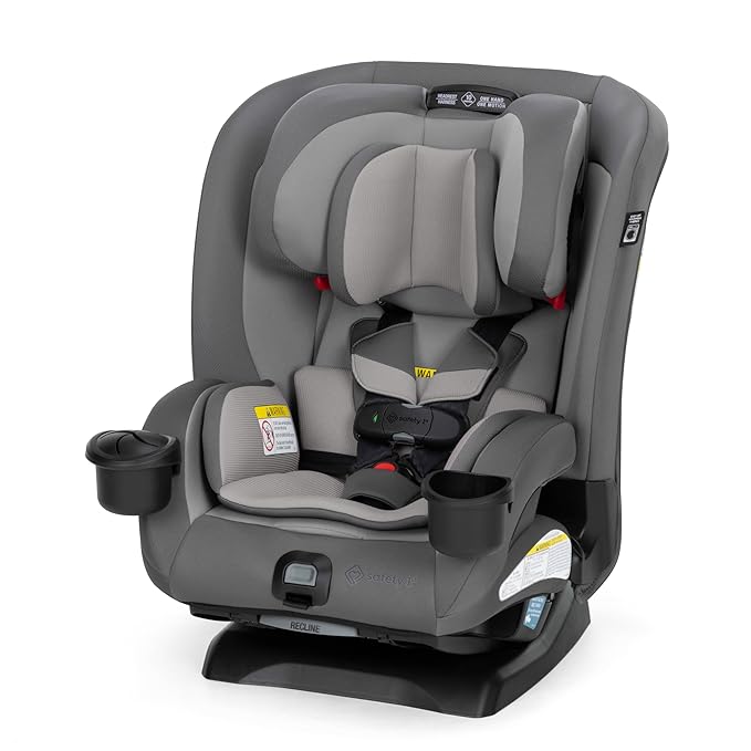 Safety 1st EverSlim 4-in-1 Convertible Car Seat, SecureTech Chest Clip, Ultra-Slim, 4-Mode Infant to Booster, Baby Car Seat, 5-100 lbs, Memory Foam, Office Space