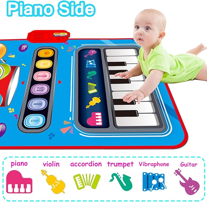 Toys for 1 Year Old Boy Gifts, 2-in-1 Musical Mat Toys for 1 2 3 4 5 Year Old,Educational Musical First Birthday Gifts 3 Boys,Christmas Stocking Stuffers Toddler