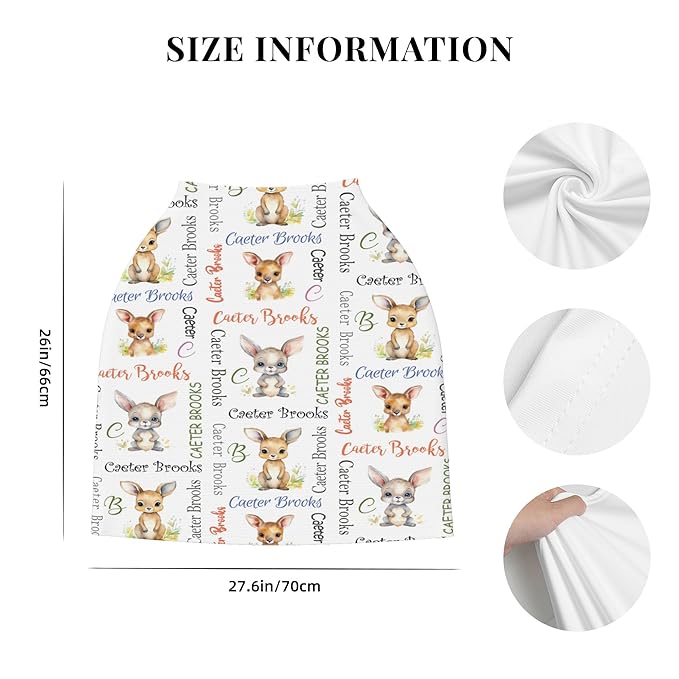 Personalized Car Seat Covers for Babies with Name – Multi-use Breastfeeding Cover Custom Kangaroo Carseat Canopy Cover, Infant Stroller Covers for Boys and Girls