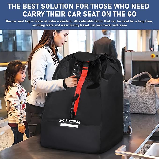 Car Seat Travel Bag for Airplane backpack with padded shoulder straps, Large Waterproof Car Seat Bags Fits Most Infant Car Seats, Convertible Car Seats, Booster Seats, Car Seat Bases