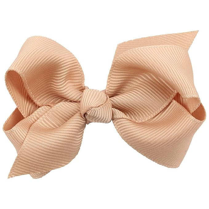 3 Inch Baby Girl Hair Bows Boutique Hair Clip Teens Toddlers Hairpin Headwear - Set of 2 (Light Coffee)