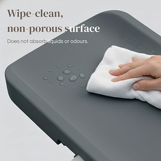2-in-1 Baby Changing Pad with Integrated Scale, Contoured Wipe-Clean Foam, Non-Porous Waterproof Surface, Digital Baby Weighing Pad for Routine Changes, Safety Strap, Neutral Nursery Essential