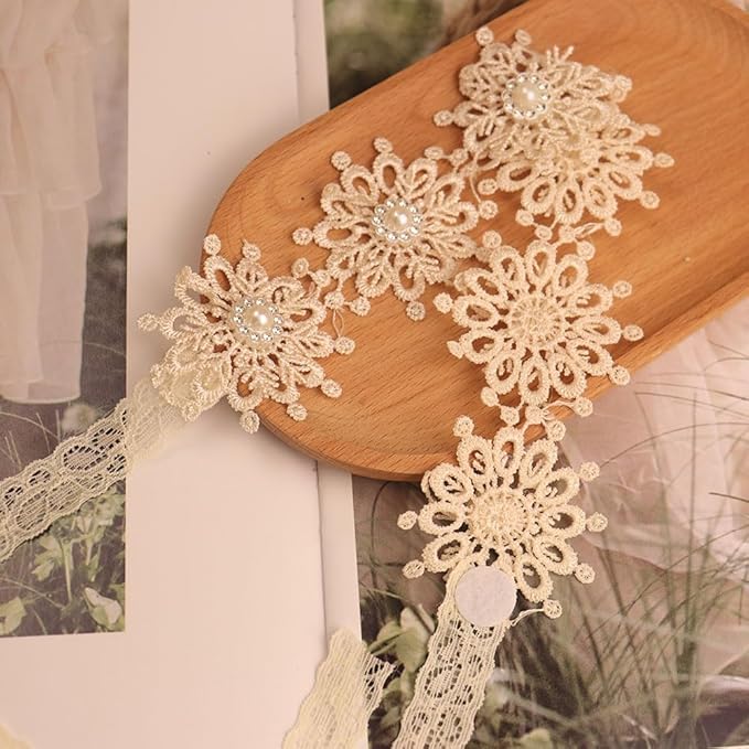 Lace Big Bow Baby Girls Headband Floral Hair Band Toddlers Newborn Infants Christening Baptism Party Hair Accessories for 0-36 Months Elastics Hairband (Style 2)