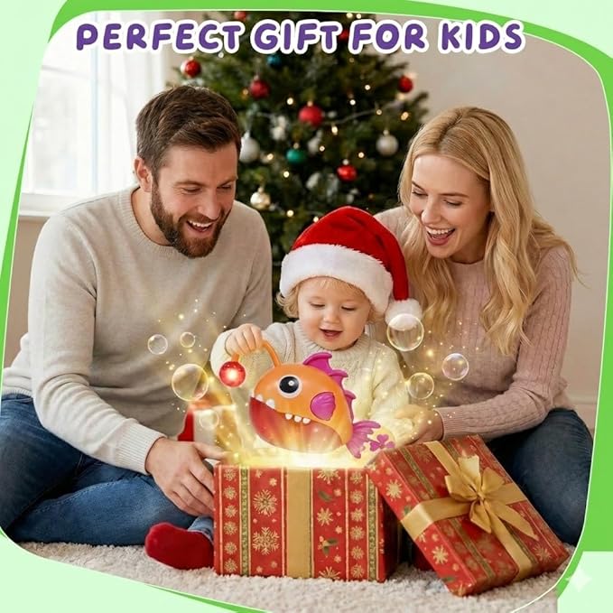 Baby Bath Toys for Toddlers, Light Up Fish Bubble Machine with 3 Dinosaur Water-Activated Toys, Shower Bathtub Toys for Kids Ages 3-8, Birthday Gift Easter for Boys Girls (Red)