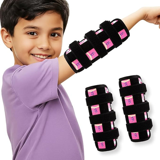 2 PCS Thumb Sucking Deterrent, Pink Pony Thumb Guard for Kids Toddlers Nail Biting Treatment, Anti Nose Picking, Scratching Face, Elbow Immobilizer for Boys Girls, Finger Sucking Prevention