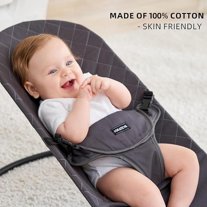 iGRATENS Fabric Seat for Bouncer - Baby Bjorn Bouncer Cover Compatible with Balance Soft & Bliss Model, 100% Cotton, Skin -Friendly, Machine Washable, Black