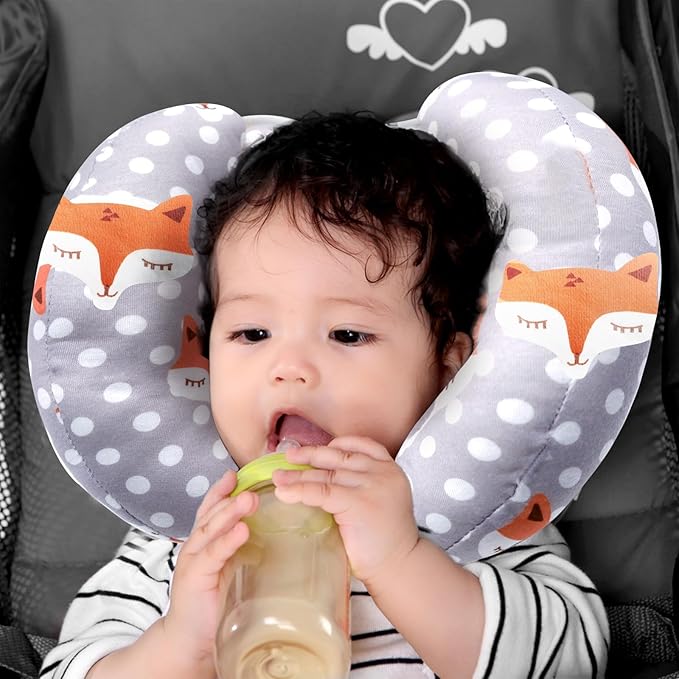 KAKIBLIN Baby Head Neck Support Pillow, 2 in 1 Banana Neck Pillow for Baby, Travel Pillow for Stroller Neck Support for Newborn, Adjustable Pillow for Head