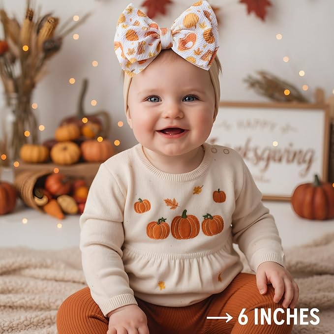 Thansgiving Baby Girl Bows Newborn Headband Infant Big Bows for Birthday/Baby Shower/Photography/Baby Gifts
