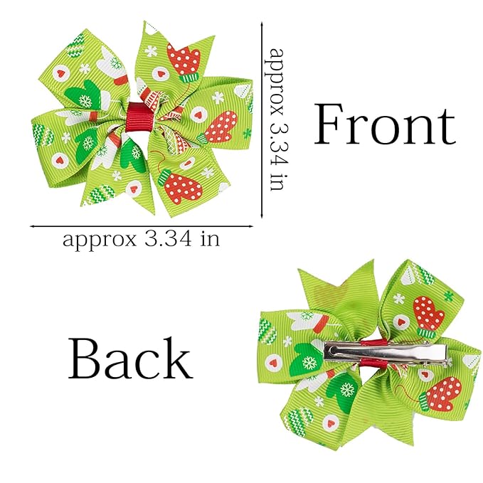 JIAHANG Christmas Floral Printed Hair Bow Clips 24PCS, Swallow Tail Alligator Clips for Baby Girls Toddler Kids