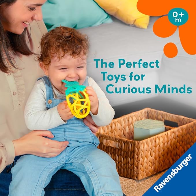 Ravensburger Play+ Rattle Teether - Pineapple - Gentle Teething Relief - Easy-to-Grasp Design - Engages Fine Motor Skills