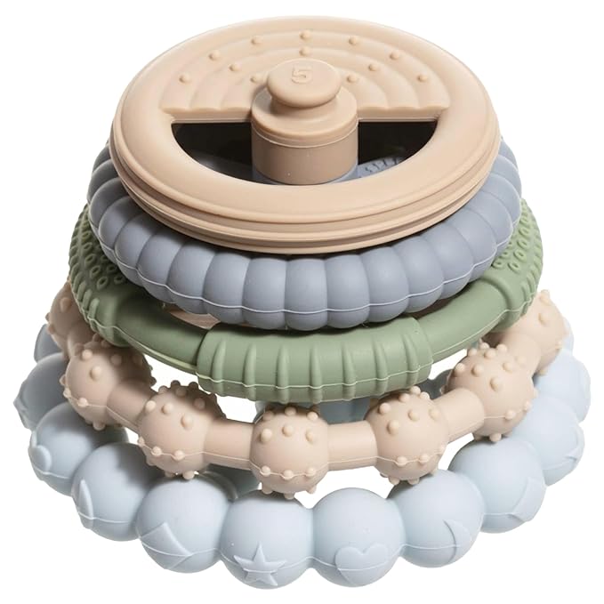 Sperric Silicone Stacking Toy – Premium Stacking Teethers - Interactive and Fun Baby Stacking Toys - Teeth Soothing for 6-12 Month, Blue