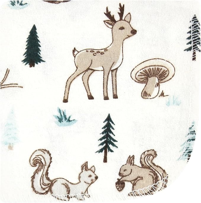 Hudson Baby Unisex Baby Flannel Washcloths, Boy Woodland Pals 12Pk, One Size