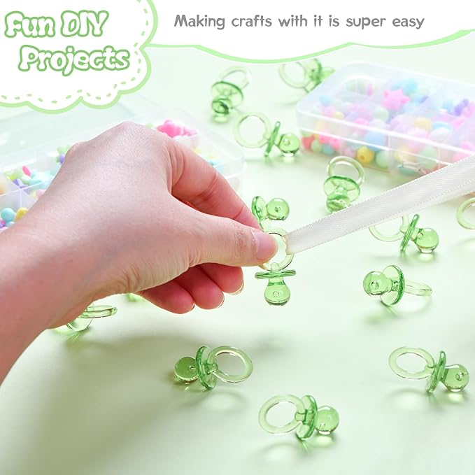 50 Pcs Mini Pacifiers Baby Shower Games Boy Girl, 1.25 Inch Cute Baby Shower Pacifiers, Bulk Acrylic Pacifier for Party Table Scatter, Pacifier Hunt Game, Gender Reveal Decoration Party Favors(Green)