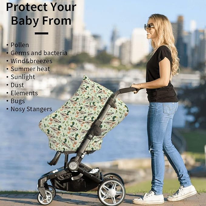 Farm Animal Cute Mallard Duck Baby Car Seat Covers Carseat Canopy Soft Infant Stroller Cover Nursing Breastfeeding Covers for Girls Boys Newborn
