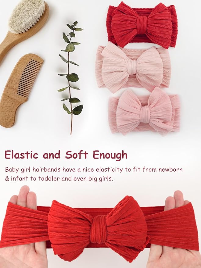AQOKKA Baby Bows Headbands Nylon Baby Girl Headbands Soft Handmade Hairbands Toddler Hair Accessories for Girls Baby Newborn Infant Kids