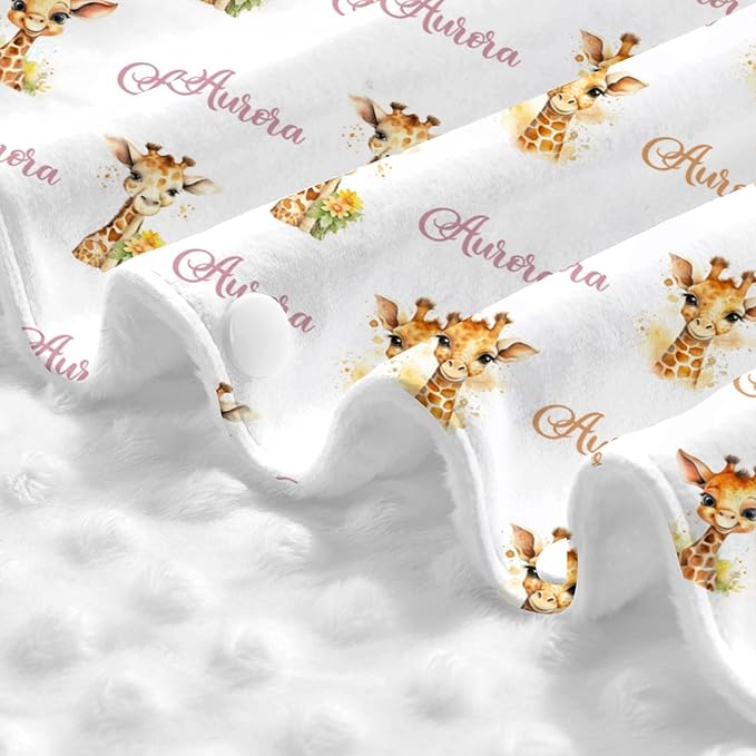 Personalized Baby Car Seat Canopy Minky Giraffe Baby Blanket Custom Name Baby Car Seat Cover Girls Boys Infant Newborn Carseat Canopy Nursing Cover for Stroller Car Seat Canopies