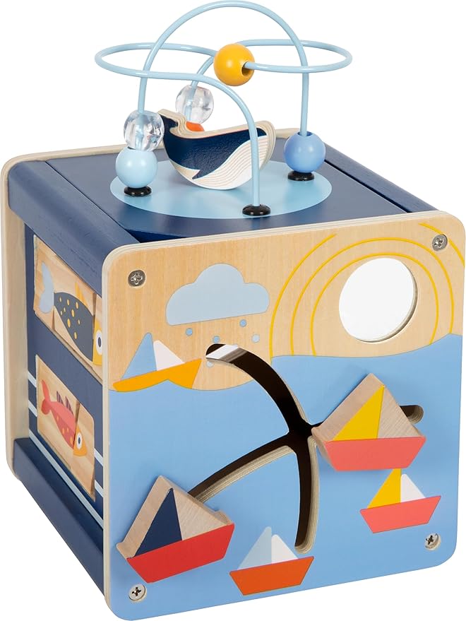 Small Foot Large Ocean Wooden Motor Skills Cube, Maritime Motor Skills Toy for Young Children from 12 Months, 12312