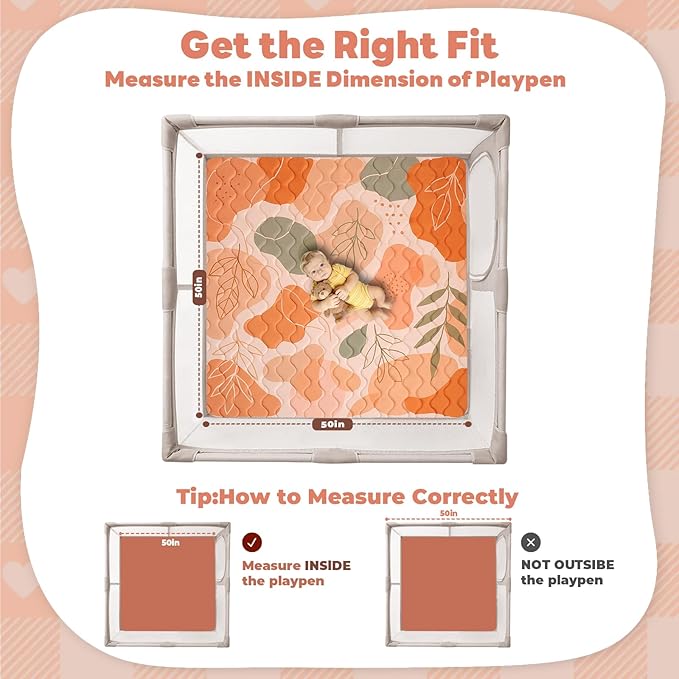 RONGFA Baby Play Mat for Floor, 50'' x 50'' Thicken Foam Soft Padded for Baby, Playpen Mat for Toddlers Infant Kids, Machine Washable, Non-Slip Bottom Safe for Crawling (Stone)