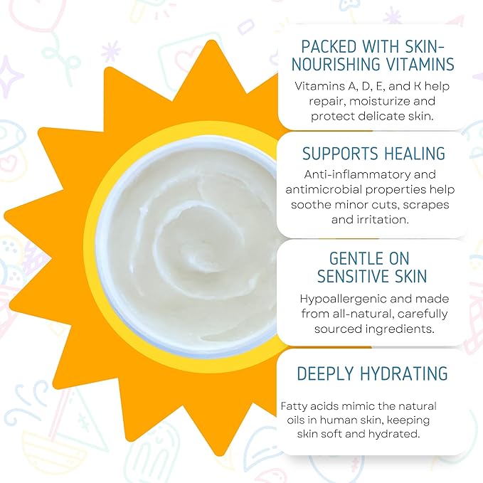 Beef Tallow Baby Cream for Eczema Prone Sensitive Skin – 100% Grass Fed Tallow Balm for Babies, Kids & Newborns – Non-Toxic Baby Lotion for Dry Skin, Diaper Rash, Chapped Cheeks – Fragrance-Free, 2oz
