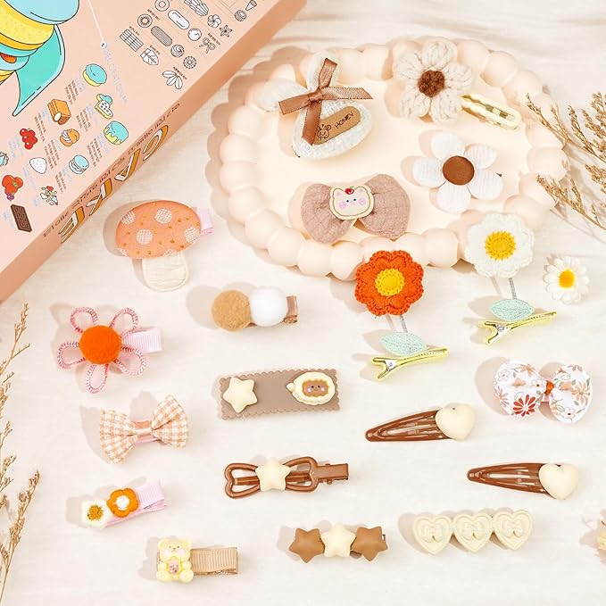 Hair Clips for Girls 19 Pcs Assorted Barrettes for Kids Spring Flower Bows Heart Cute Hair Accessories for Little Girls Teens Toddlers Child Kids Gifts
