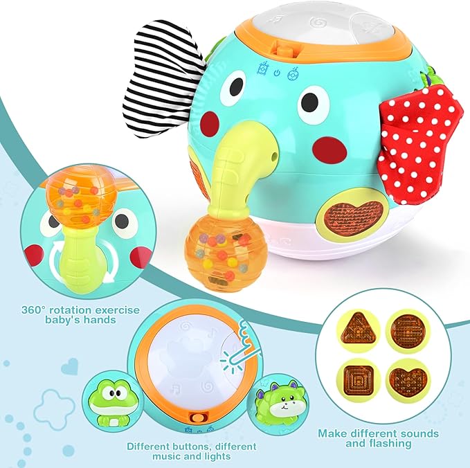 Crawling Toys - Baby Toys 6-12 Months, Elephant Musical Toy with Lights & Sounds, Interactive Learning Baby Crawling Toys for Motor Skills Development, Sensory Toy for Boys Girls, Christmas Birthday