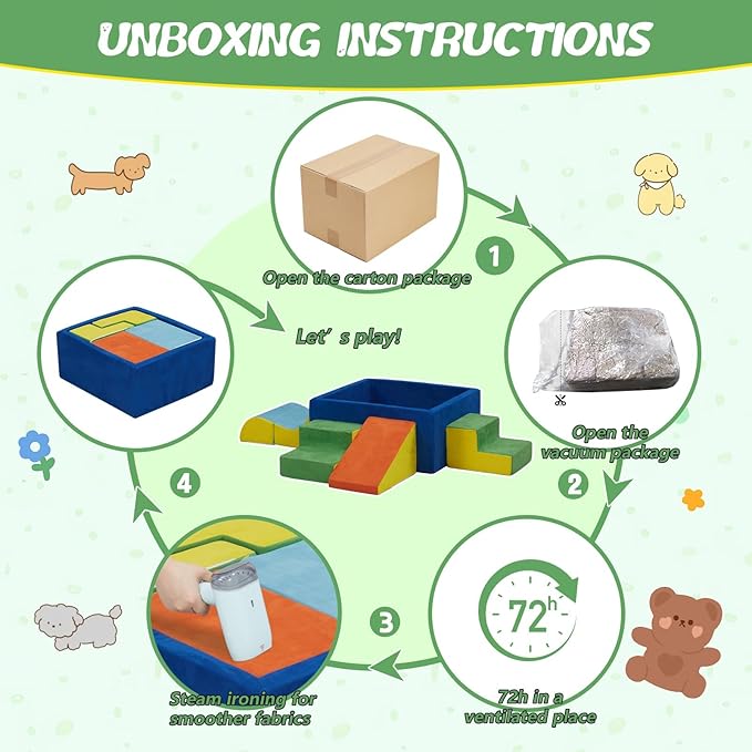 Foam Climbing Blocks for Toddlers, 6-Piece Soft Play Set with Ball Pit, Modular Baby Climbing Toys Indoor, Washable & Foam Playset for Crawling, Sliding & Balance (Balls Not Included)
