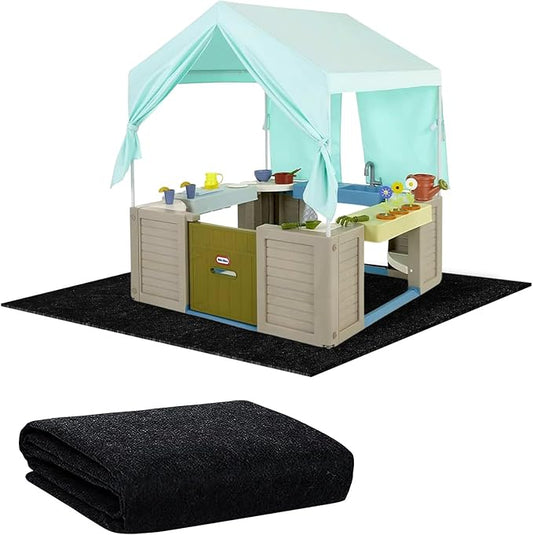 Outdoor Playhouse Mat - 57'' x 57'' Portable Outdoor Play House Activity Rug with Non Slip Backing Felt Outside Game House Play Mat Playhouse Pad Rug for Outside Home Floor